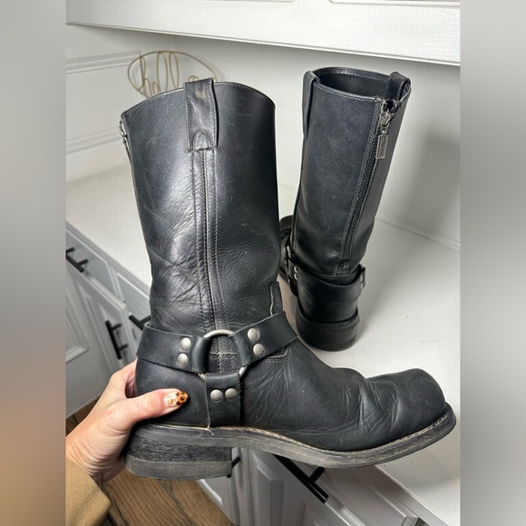 **SOLD**Milwaukee Leather Men’s Black Harness Boots 10.5 Moto Biker Western - Picture 8 of 9